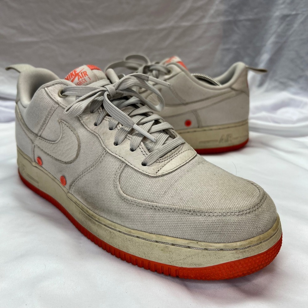 Nike Air Force 1 Low Canvas Light Bone Team Orange 579927-001 Mens 11.5